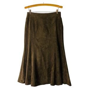 Liz Claiborne brown faux suede cottagecore prairie midi skirt 6